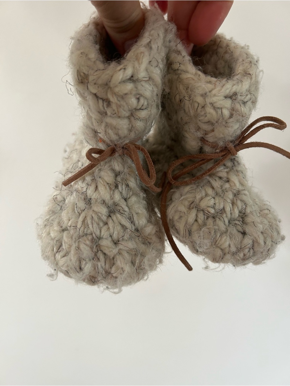 Wool Baby Booties Leather sole